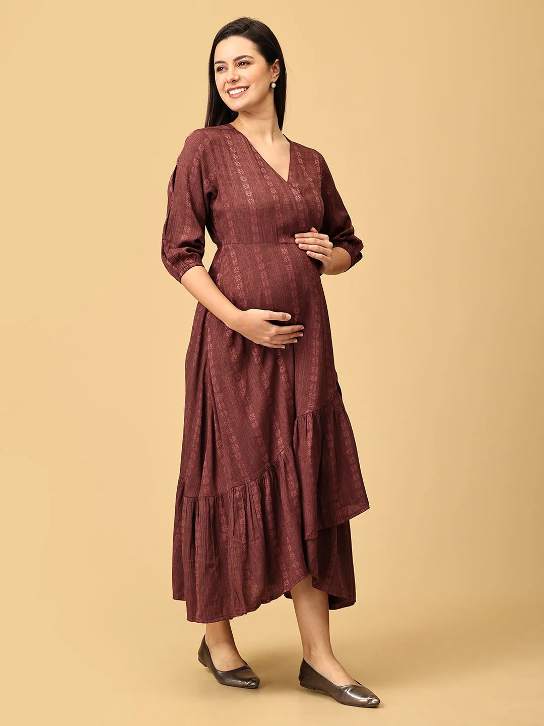 Maple Magic Maternity Wrap Dress