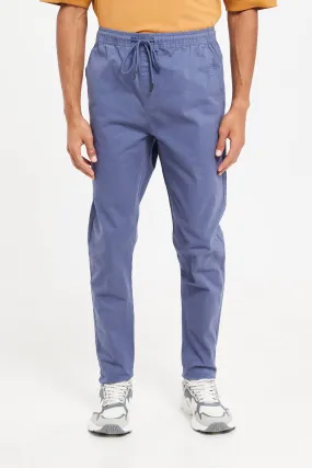 Men Blue Pull-On Trousers