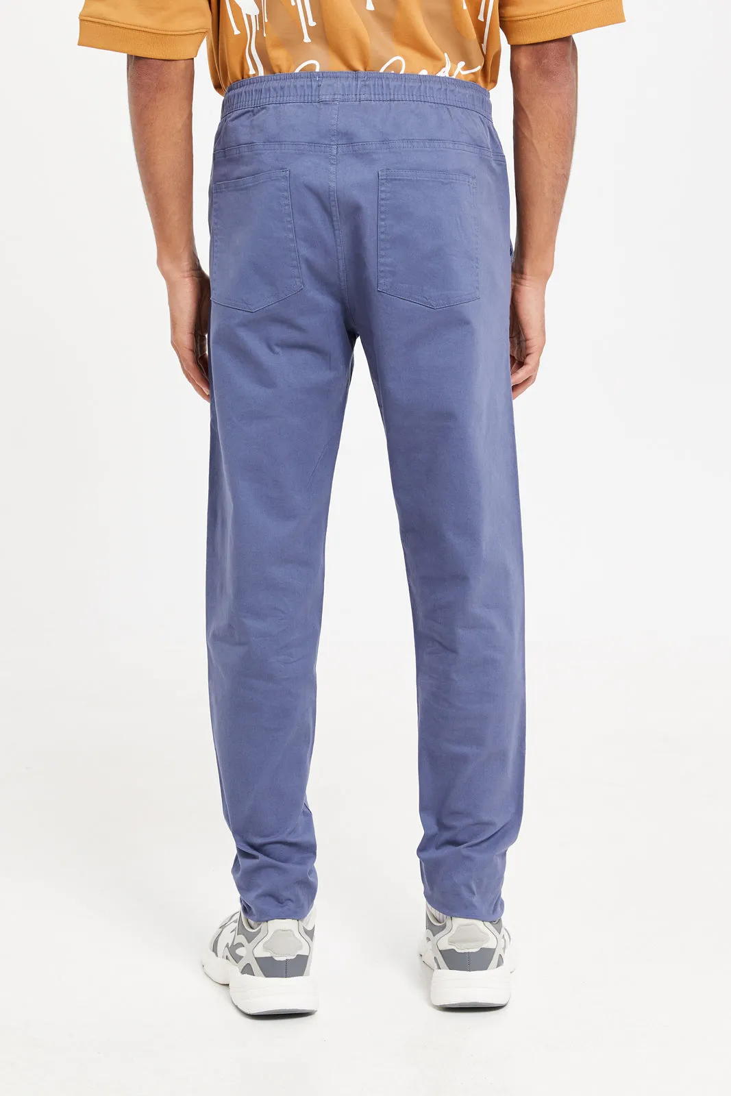 Men Blue Pull-On Trousers