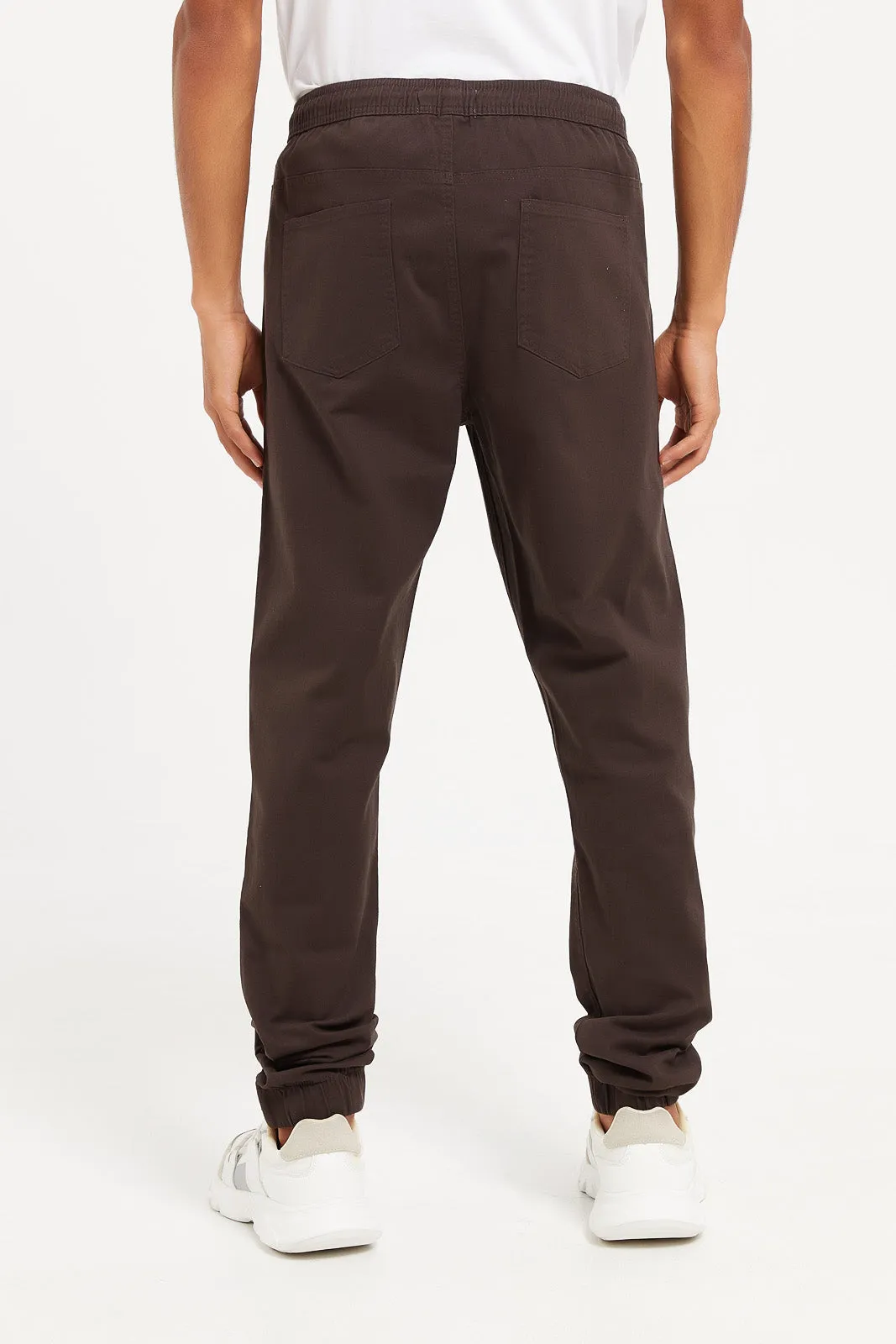 Men Brown Pull On Trousers