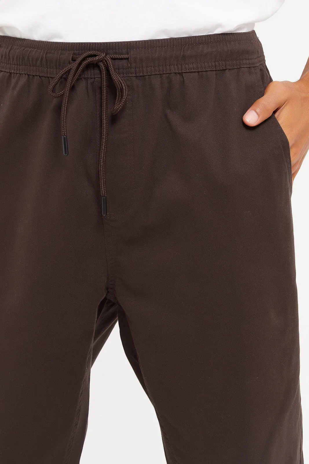 Men Brown Pull On Trousers