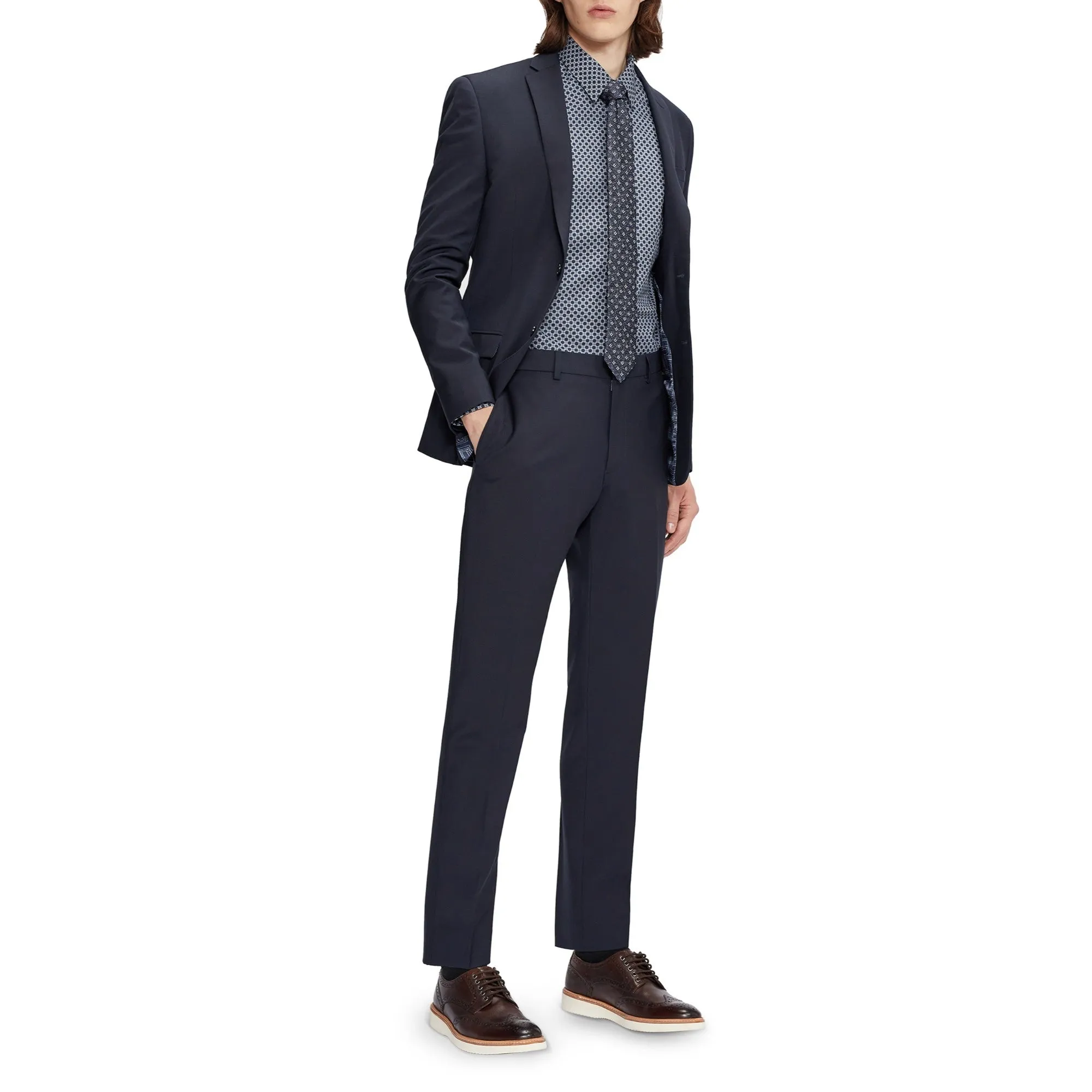 Men Mps-Polsts-Slim Fit Plain Suit Trouser - Navy