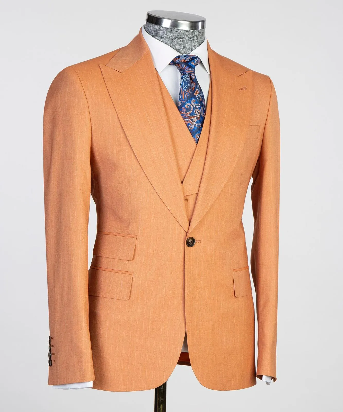 Mens 3 Piece Orange Suit