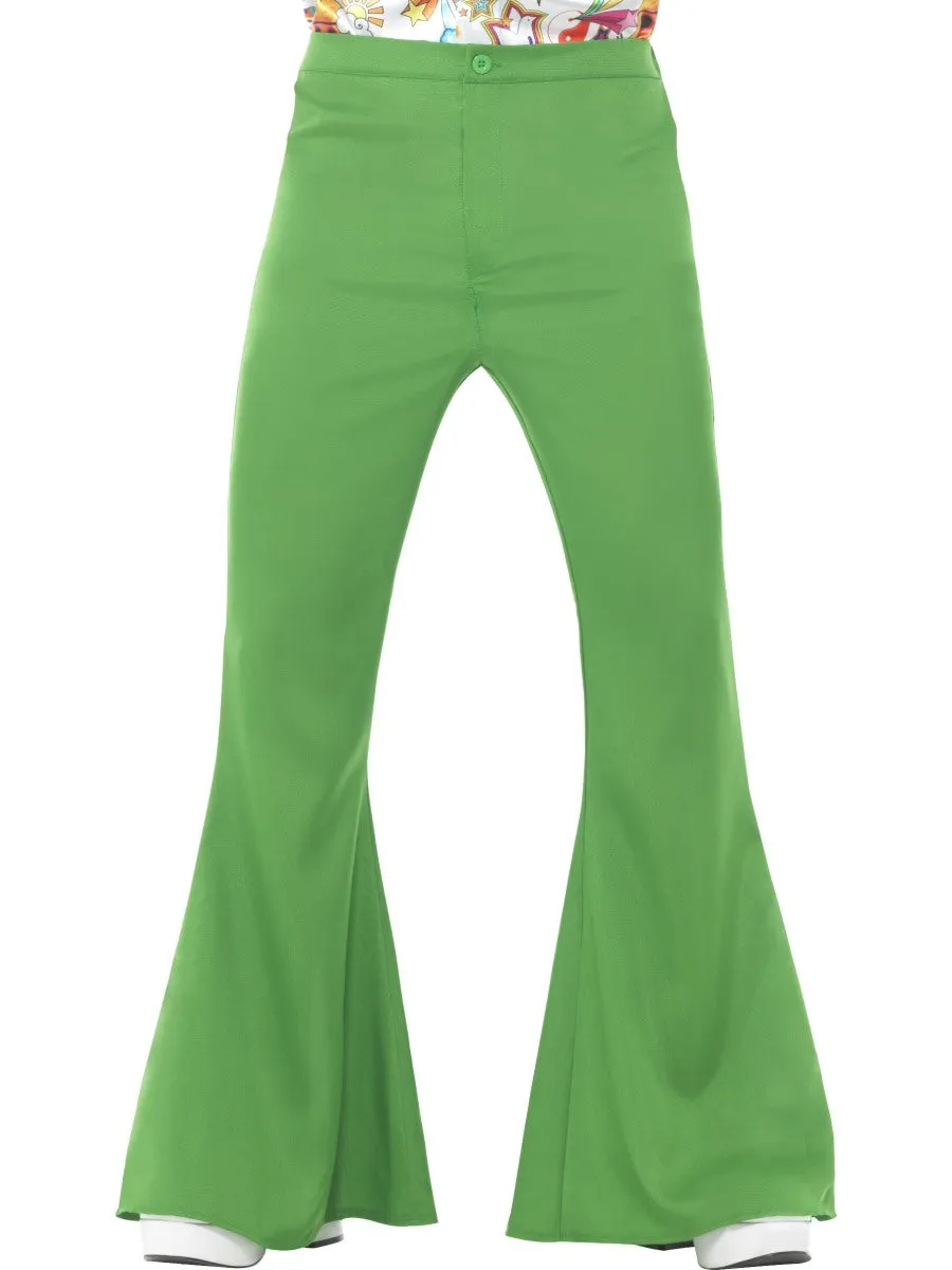 Mens Green Flared Trousers 60s 70s Groovy Disco Hippy Costume