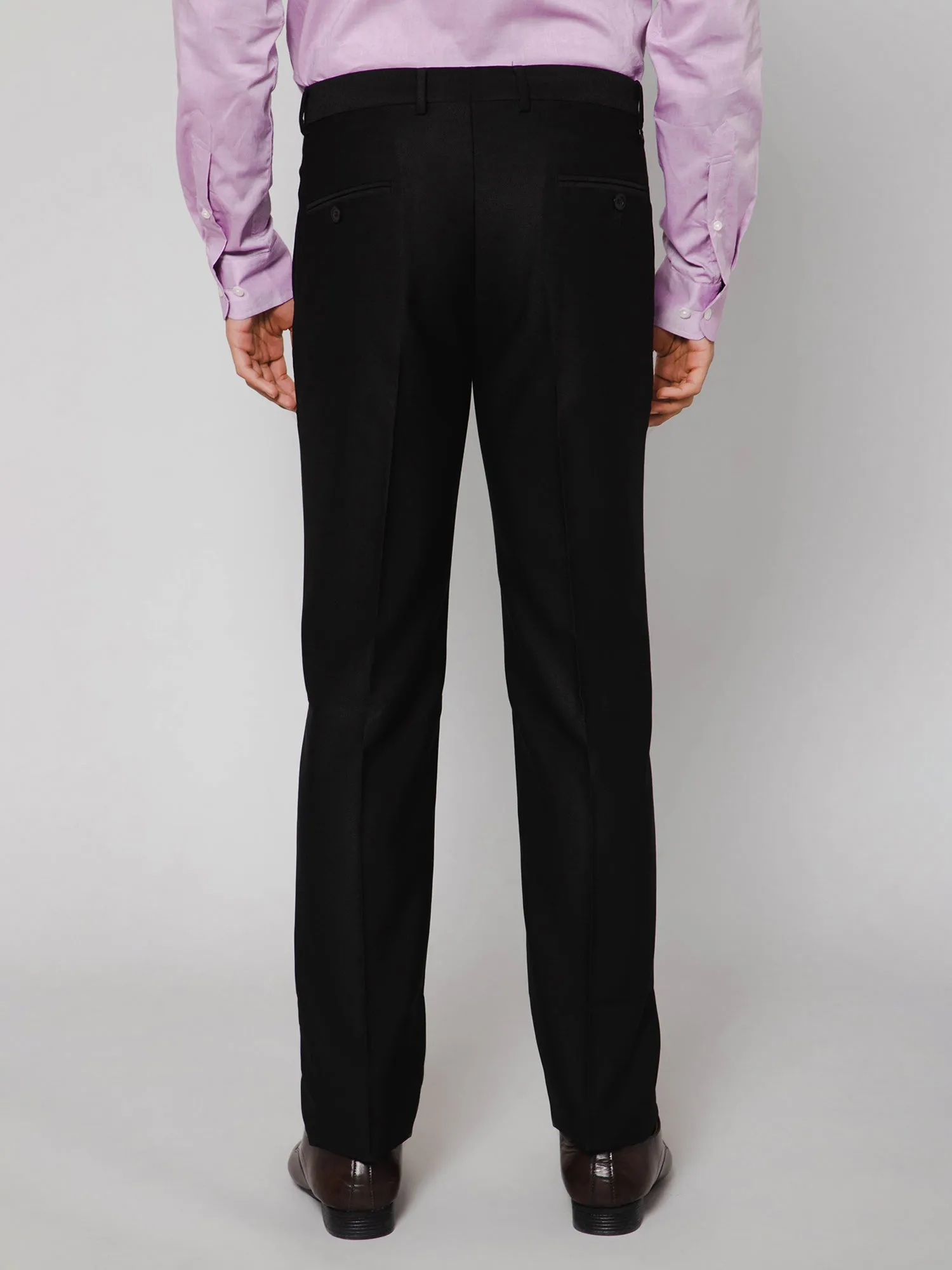 Men's Partywear Flat front Black  Trousers