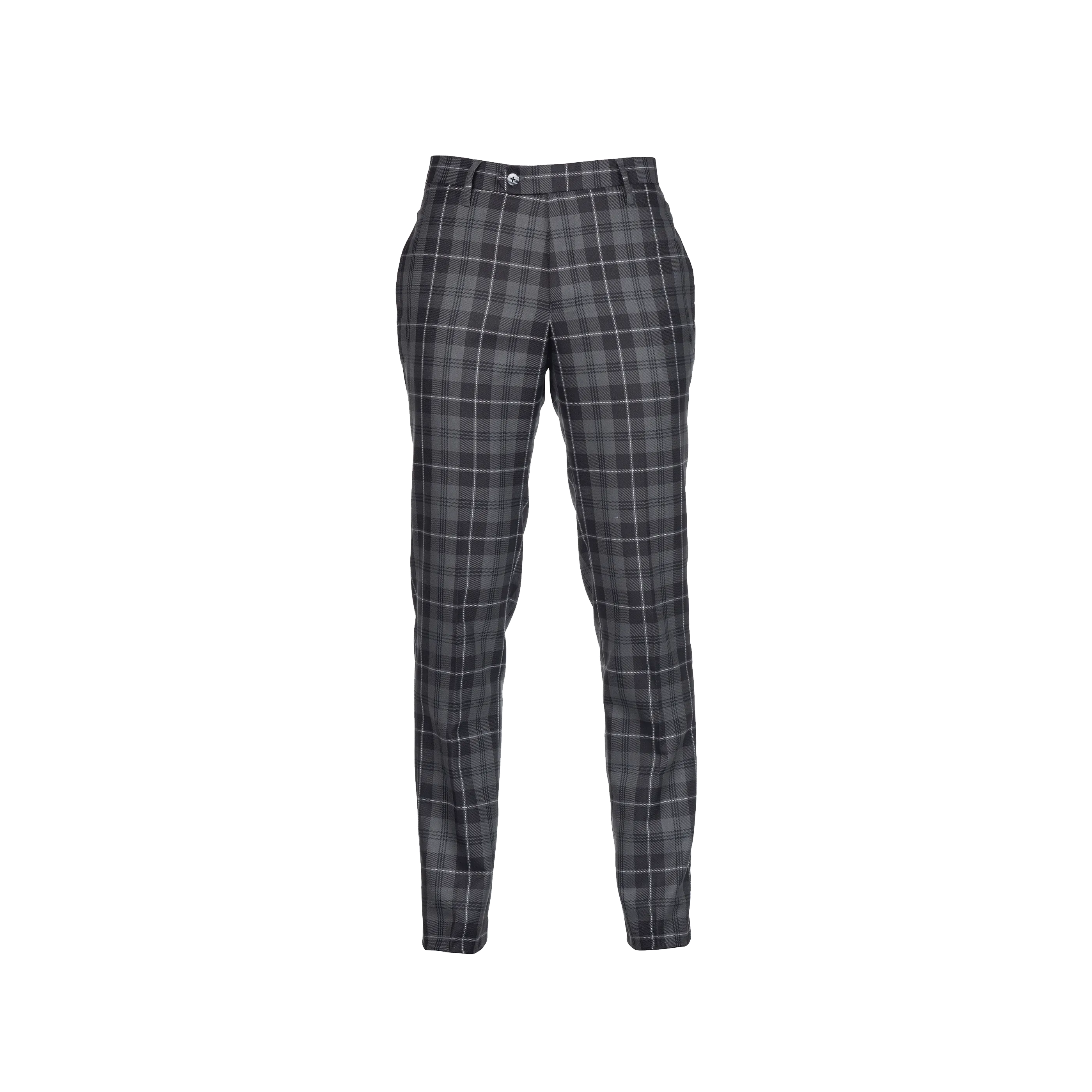 Mens Tartan Trouser - Grey Granite