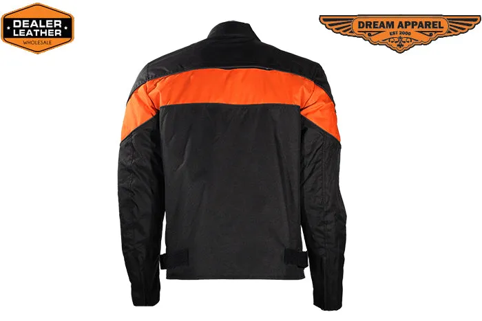 Mens Textile Motorcycle Jacket With Wide Orange Stripe