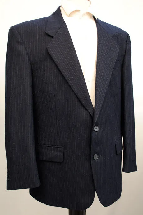 Men's Vintage Dunn & Co Navy Blue Pinstripe Suit 42S