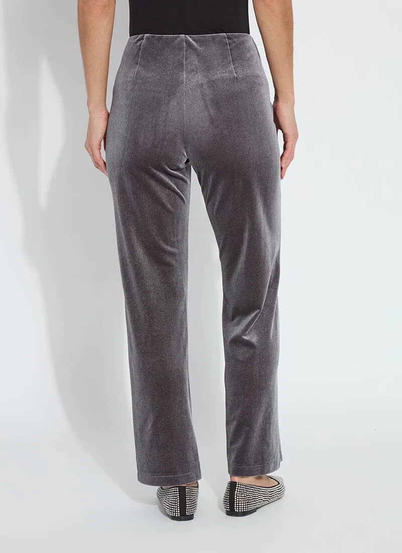 Metallic Foil Velvet Trousers - Silvery Charcoal