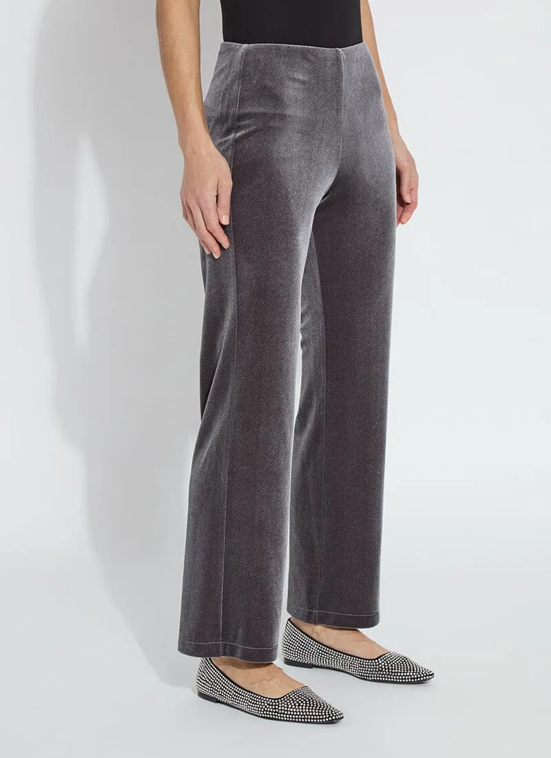 Metallic Foil Velvet Trousers - Silvery Charcoal