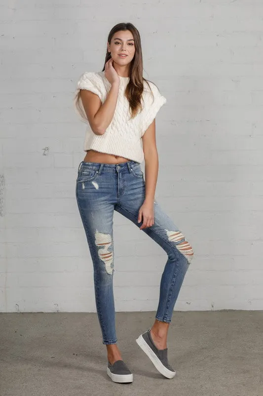 MID RISE ANKLE SKINNY JEANS MEDIUM