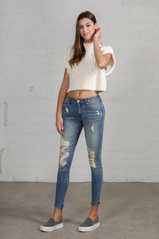 MID RISE ANKLE SKINNY JEANS MEDIUM