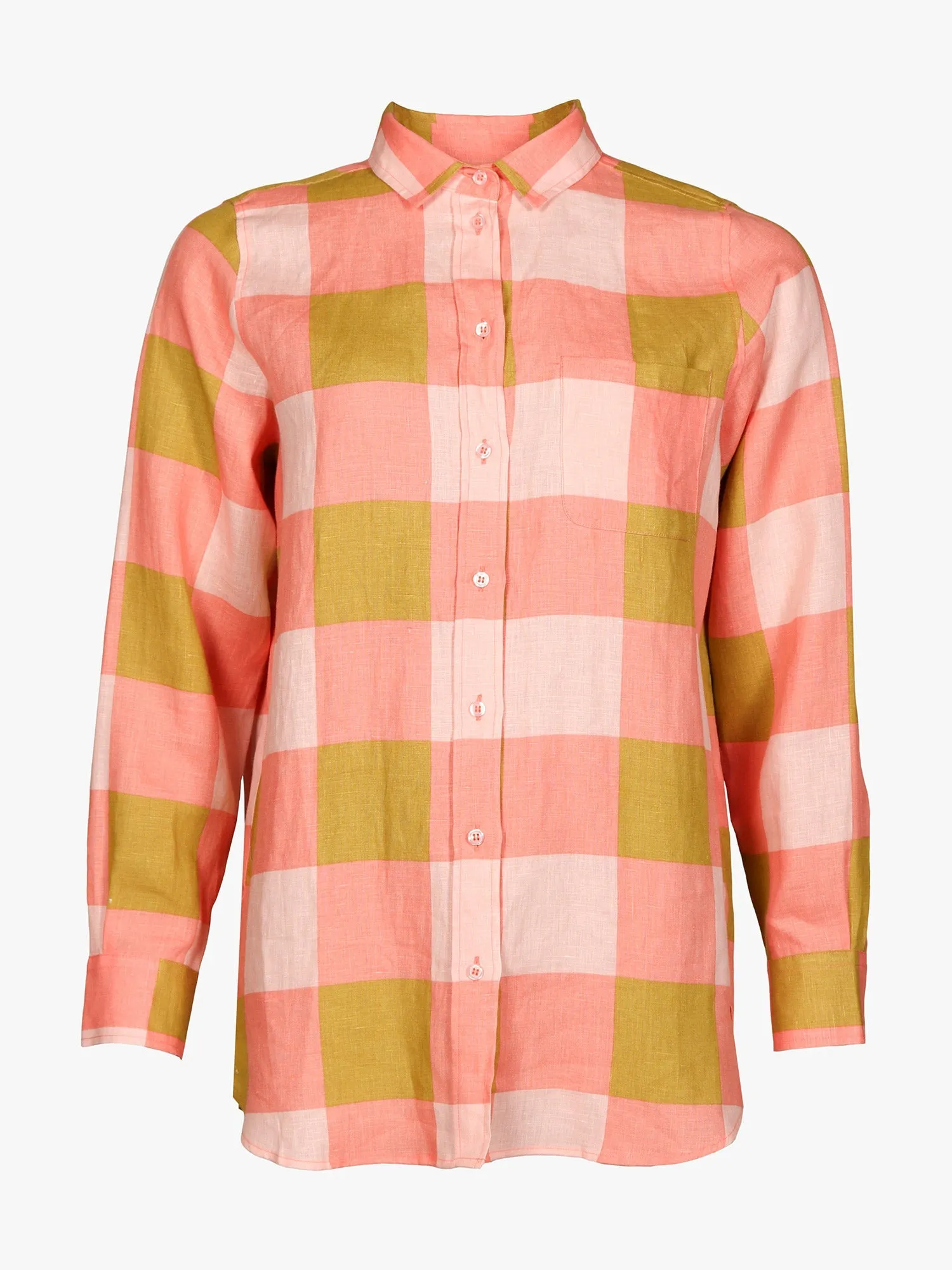 Milton Linen Button-up Shirt Xadrez Rose