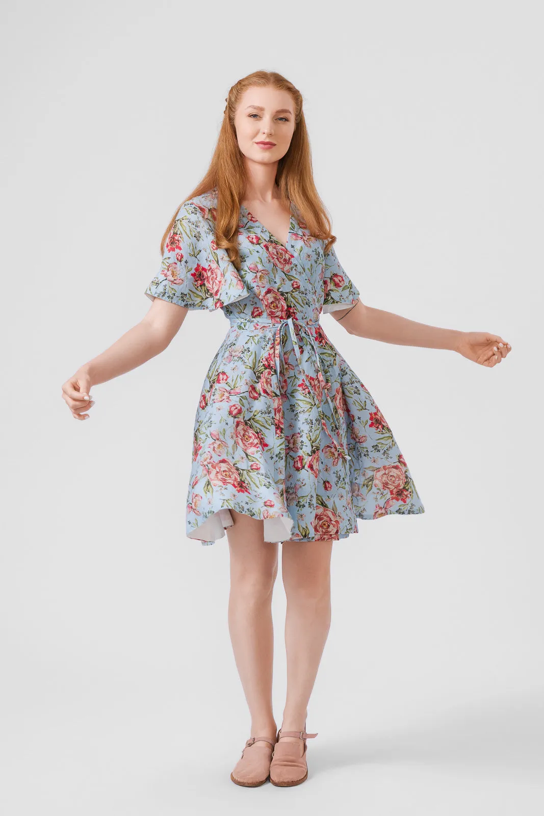 Mini Wrap Dress, Butterfly Sleeve