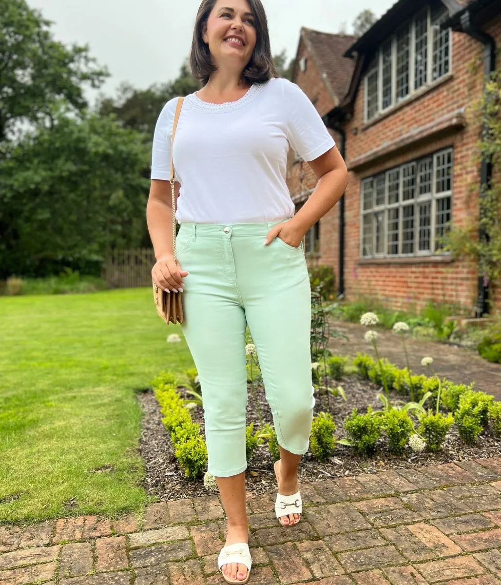 Mint Green Sara Crop Jeans