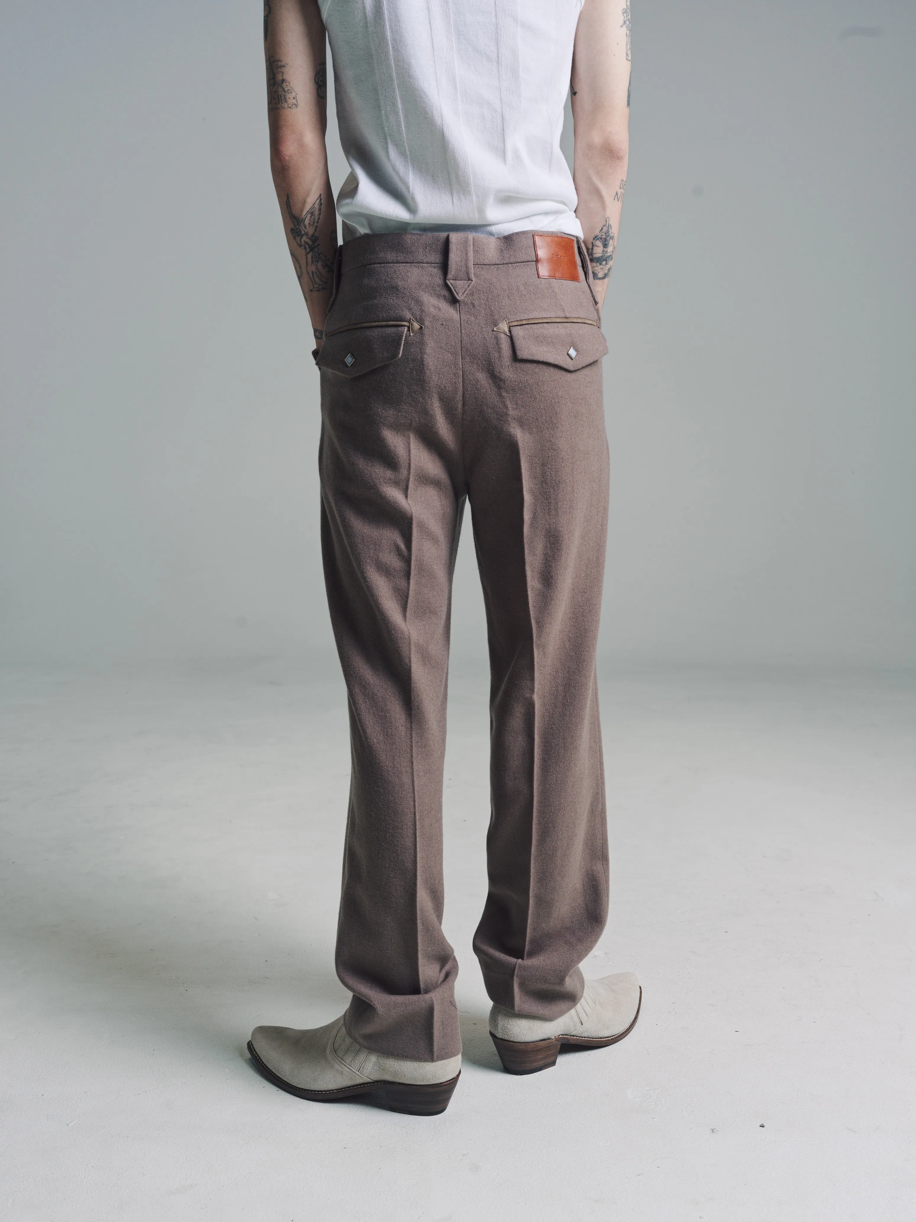 Mocha Wool Ox Mild Western Trousers