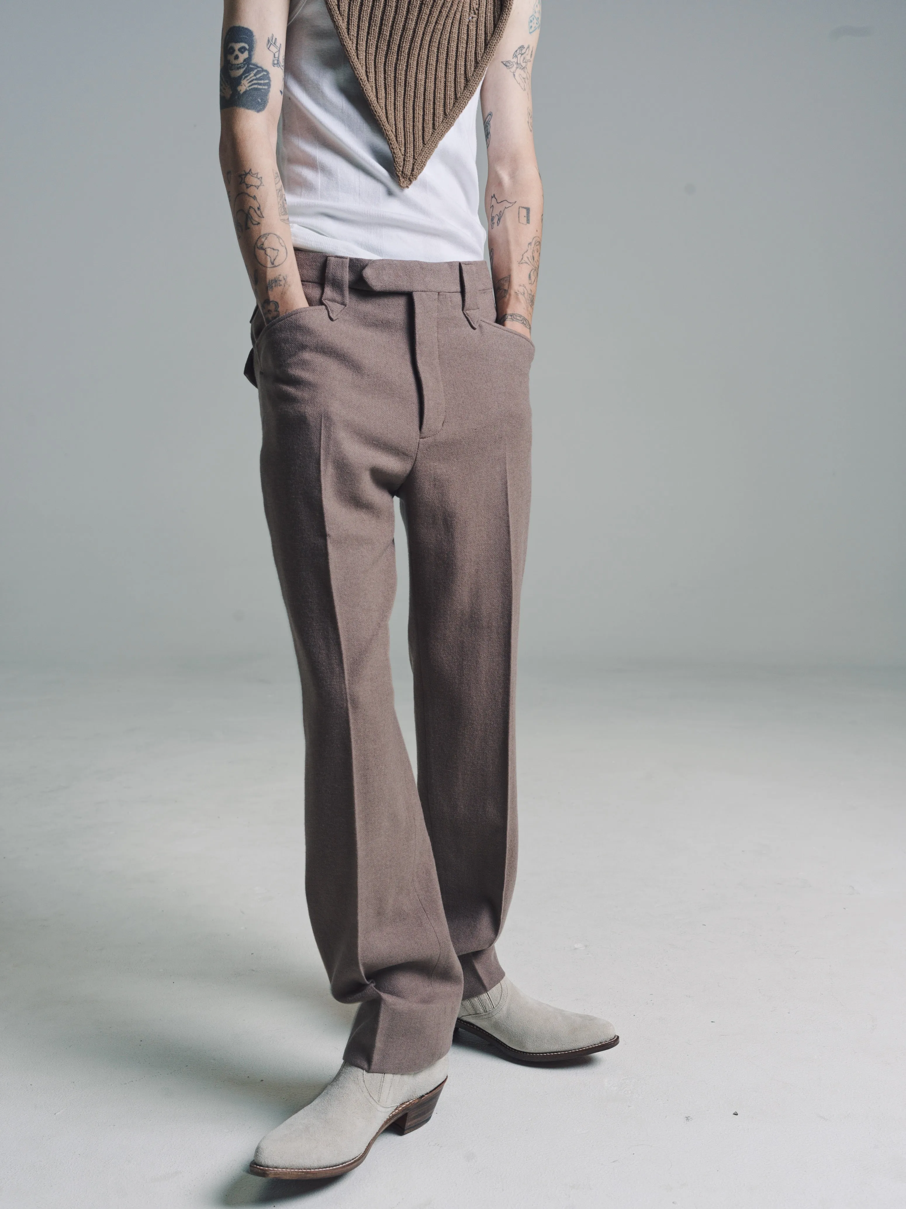 Mocha Wool Ox Mild Western Trousers