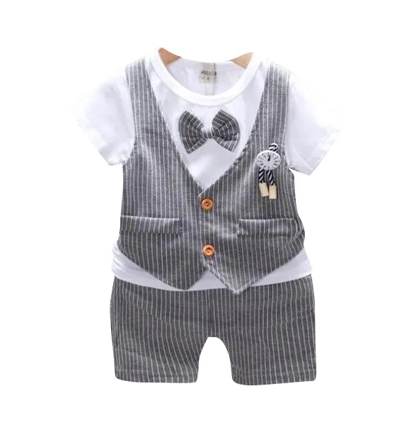 MOF kids boys bow tie clothing set gentleman suit