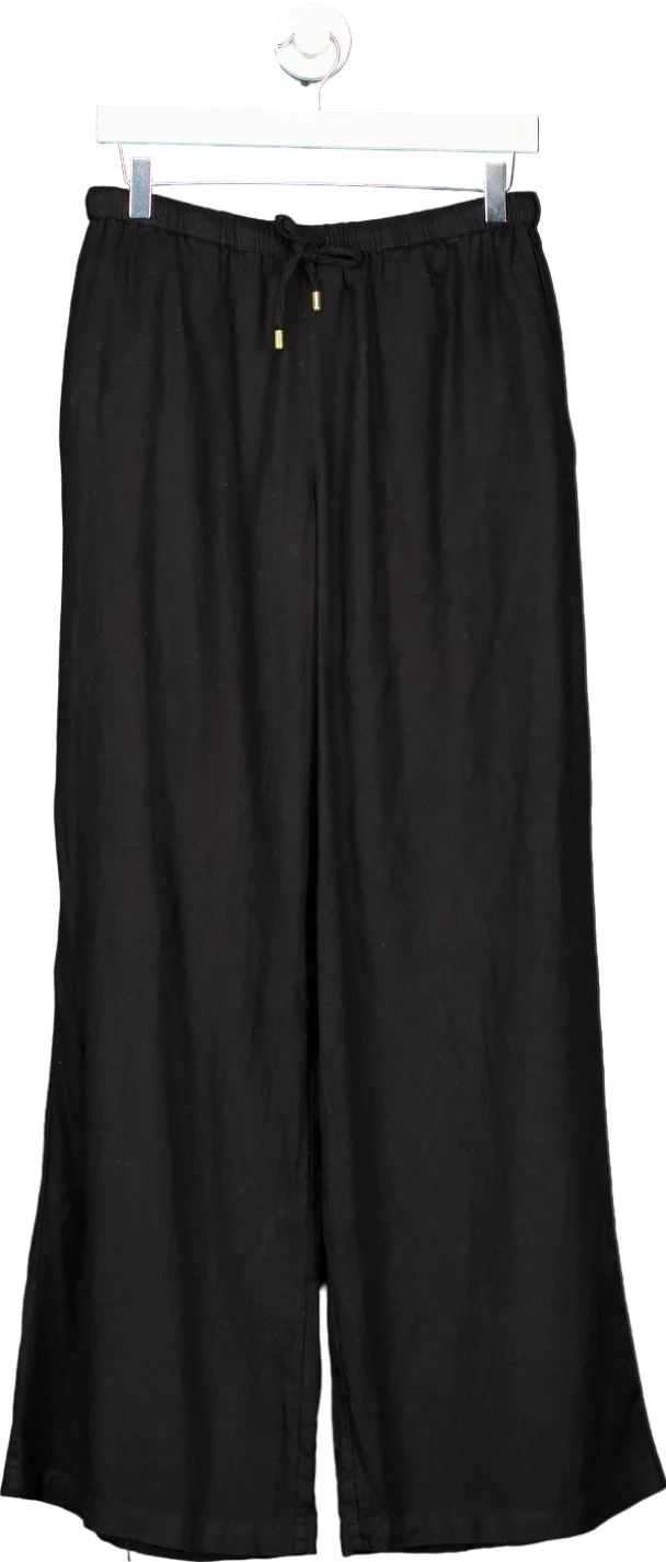 Monday Black Linen Blend Trousers UK P