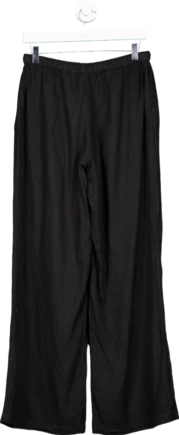 Monday Black Linen Blend Trousers UK P