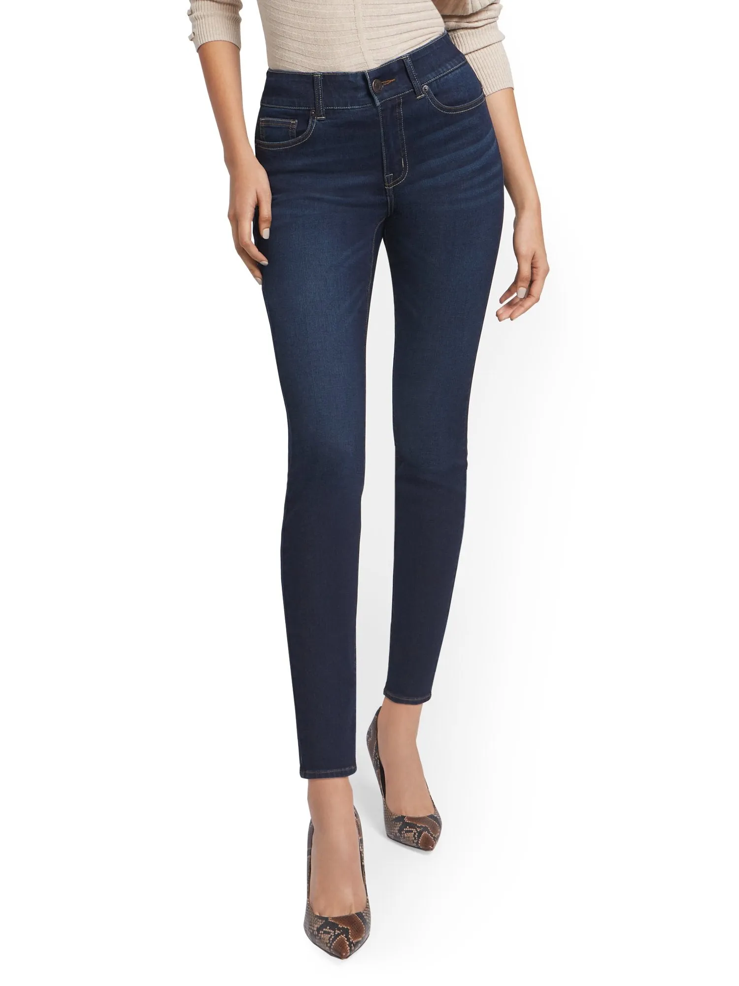 Mya Curvy High-Waisted Sculpting No Gap Super-Skinny Ankle Jeans - Moonlight Blue