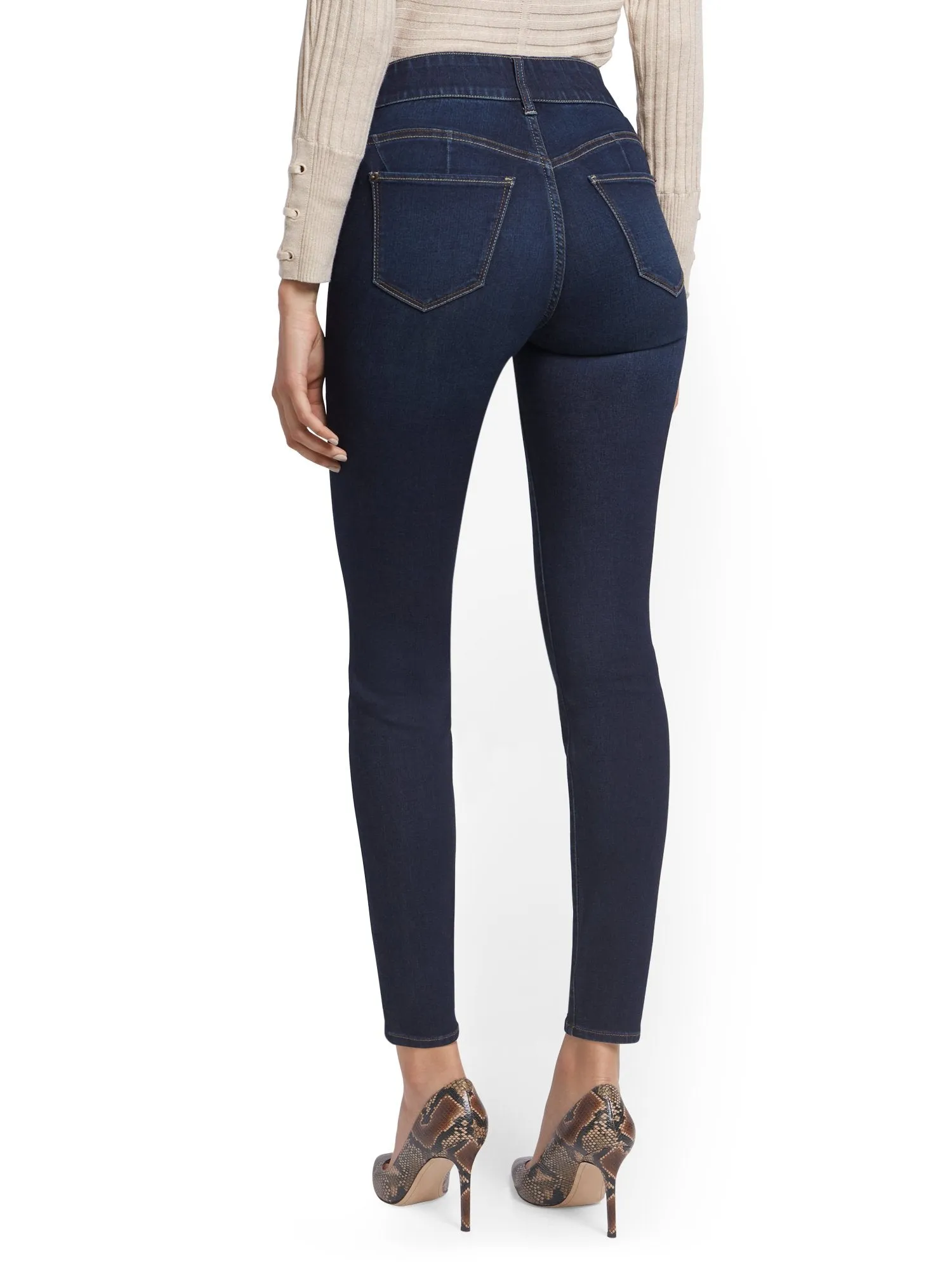 Mya Curvy High-Waisted Sculpting No Gap Super-Skinny Ankle Jeans - Moonlight Blue