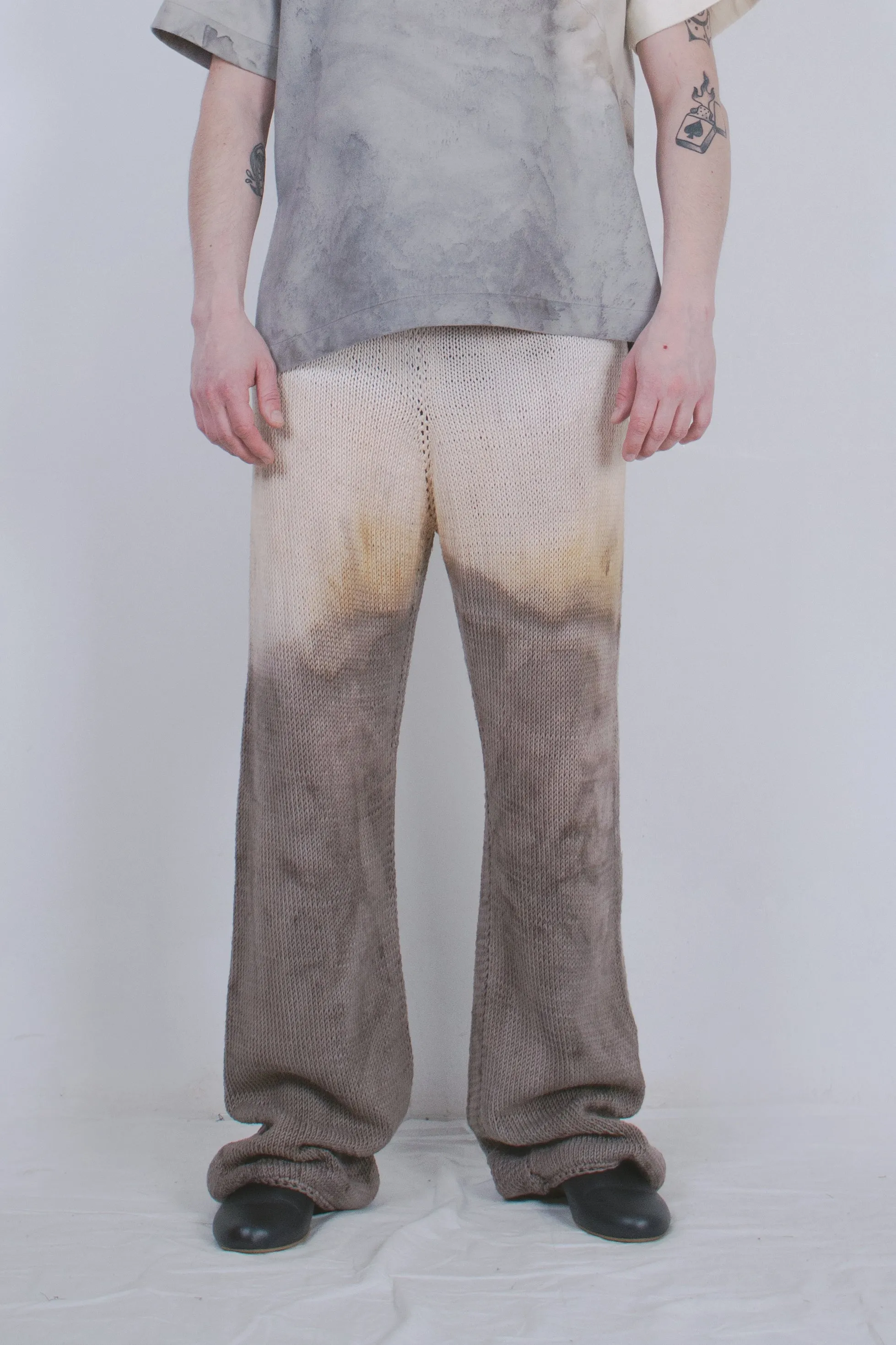 Naturally Dip-dyed Hand-knitted Trousers