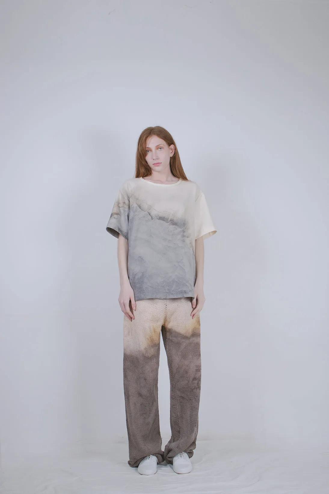 Naturally Dip-dyed Hand-knitted Trousers