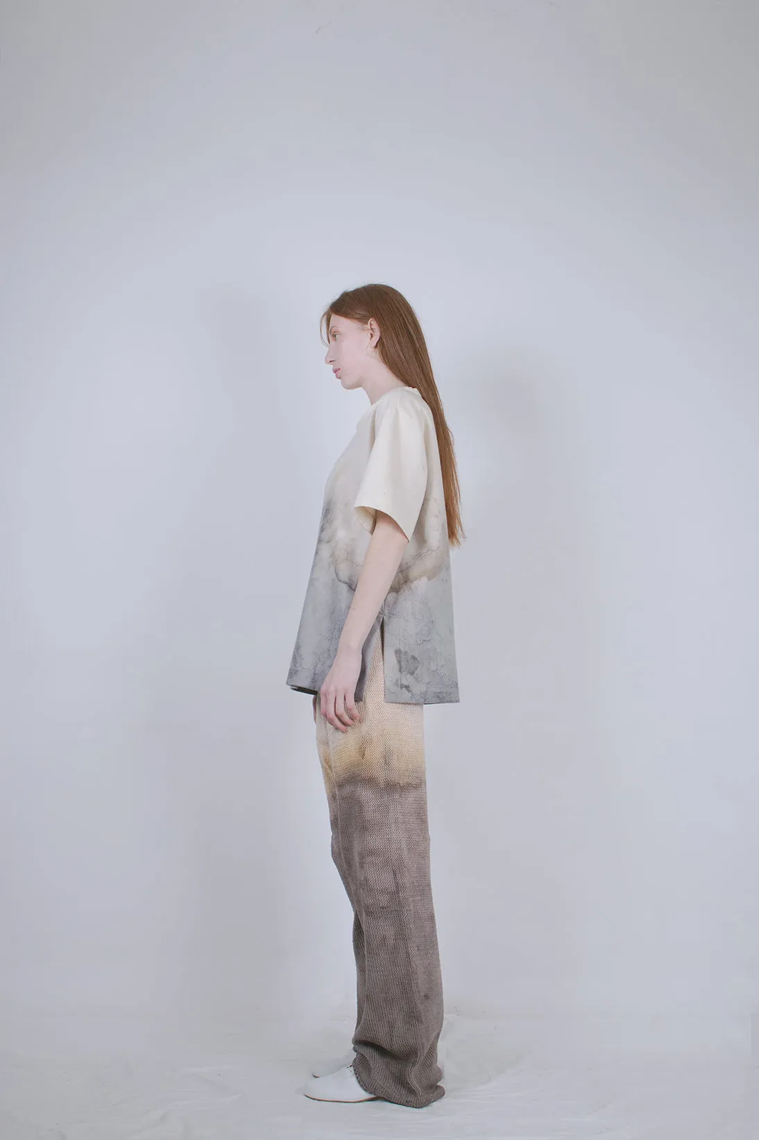 Naturally Dip-dyed Hand-knitted Trousers