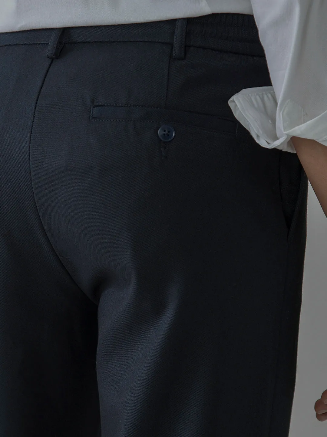 Navy Plain Smart Trousers