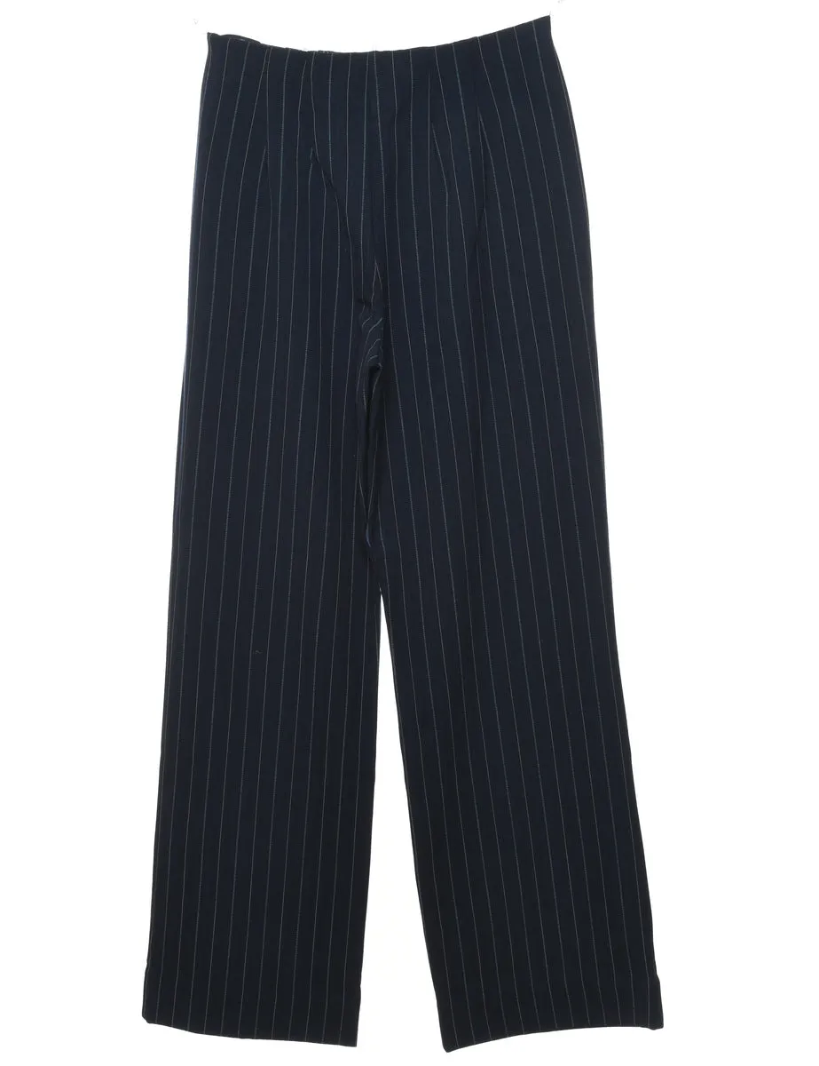 Navy Striped Trousers - W26 L30