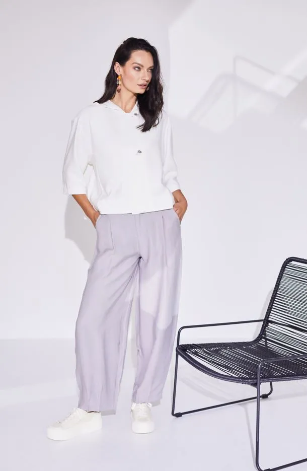 Naya Wide Leg Trouser With Tuck Hem