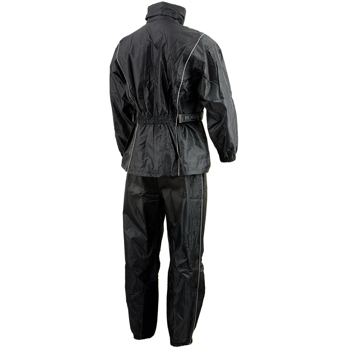 NexGen SH2225 Men's Black Waterproof Rain Suit with Reflective Piping