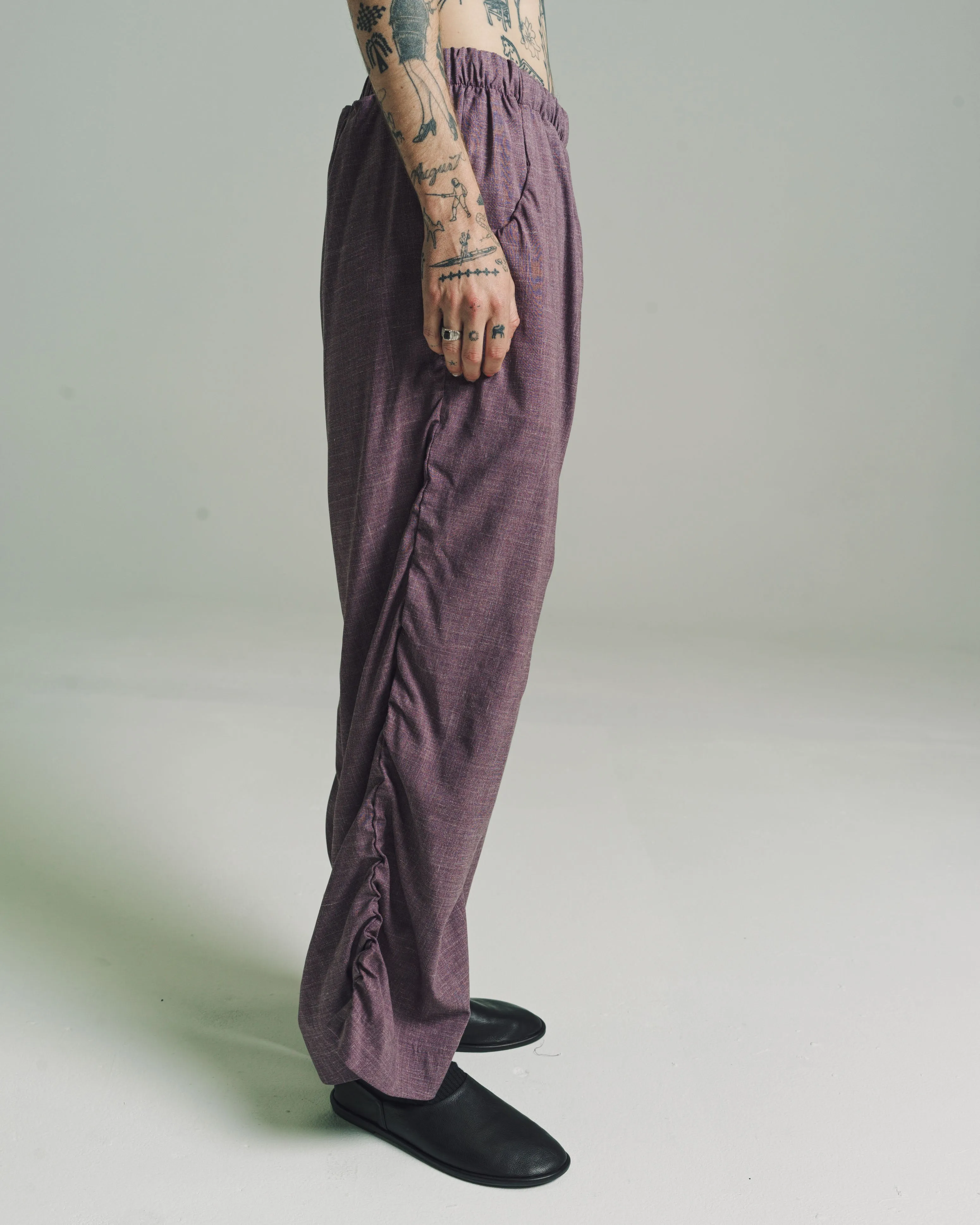 No.267 Mauve Loro Piana Fine Wool Draped Trousers