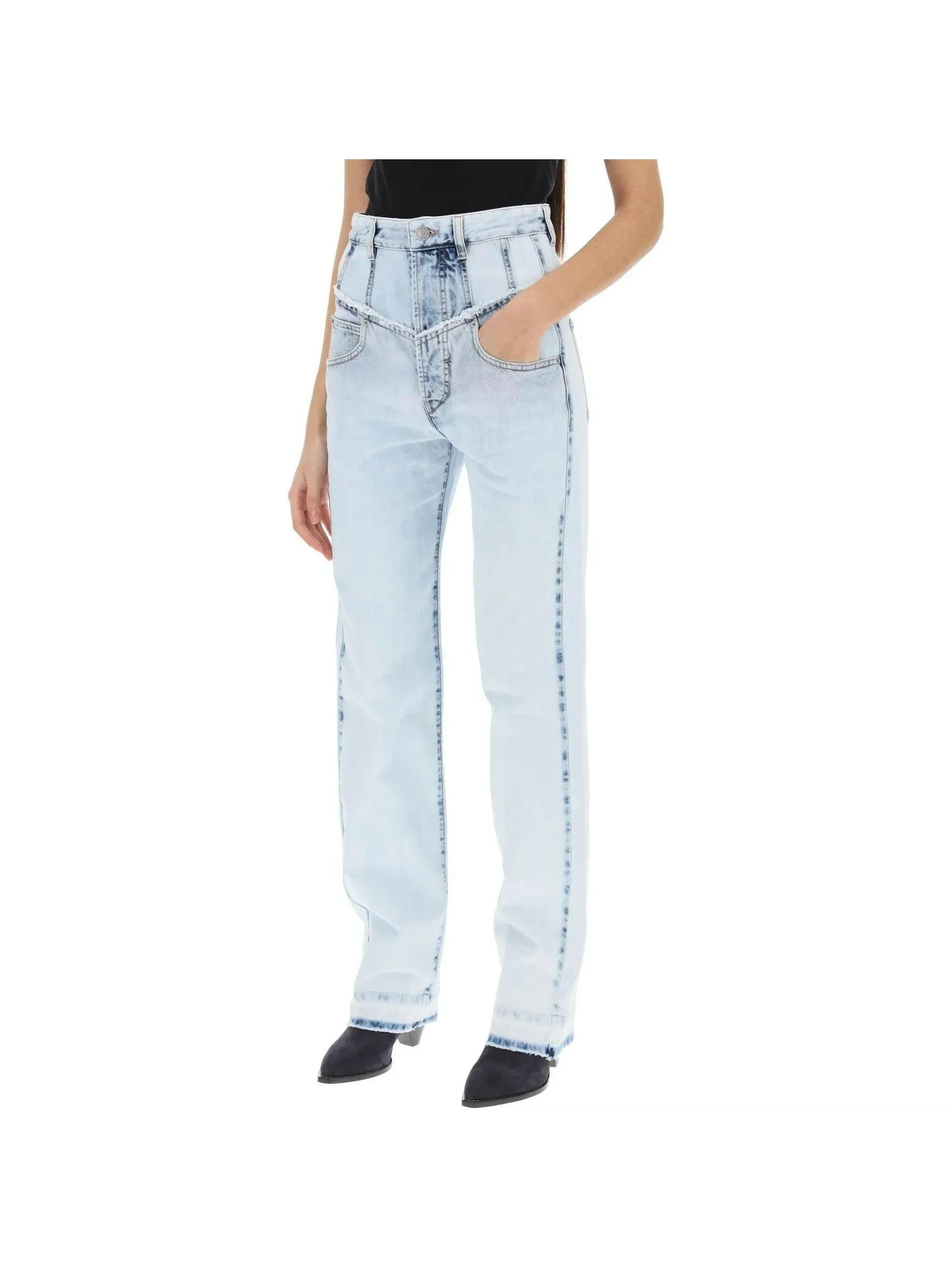 Noemie Acid-Washed Straight-Leg Jeans