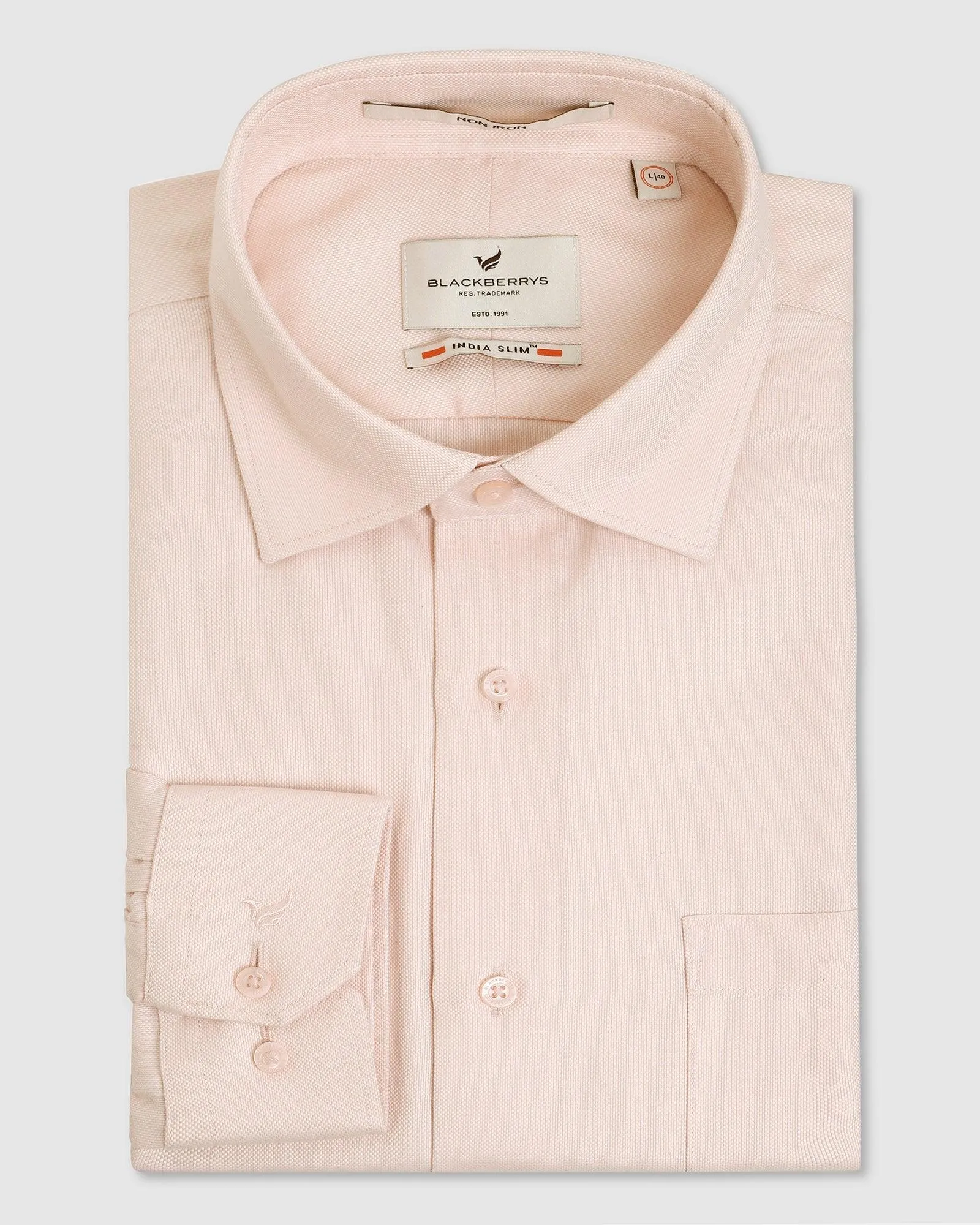 Non Iron Formal Peach Textured Shirt - Decade