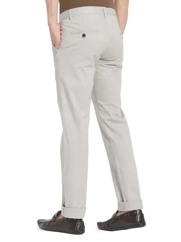 Octave Men Grey Solid Regular Chinos Trouser