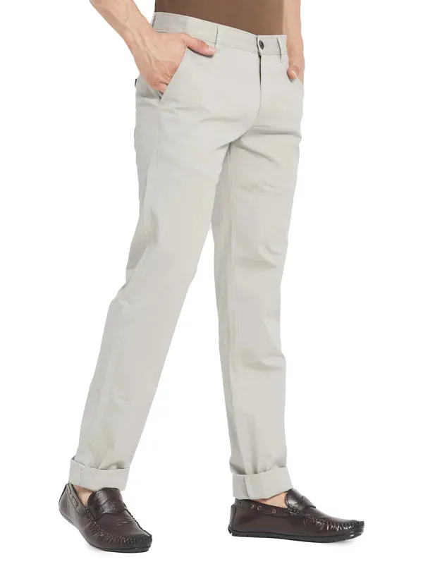 Octave Men Grey Solid Regular Chinos Trouser