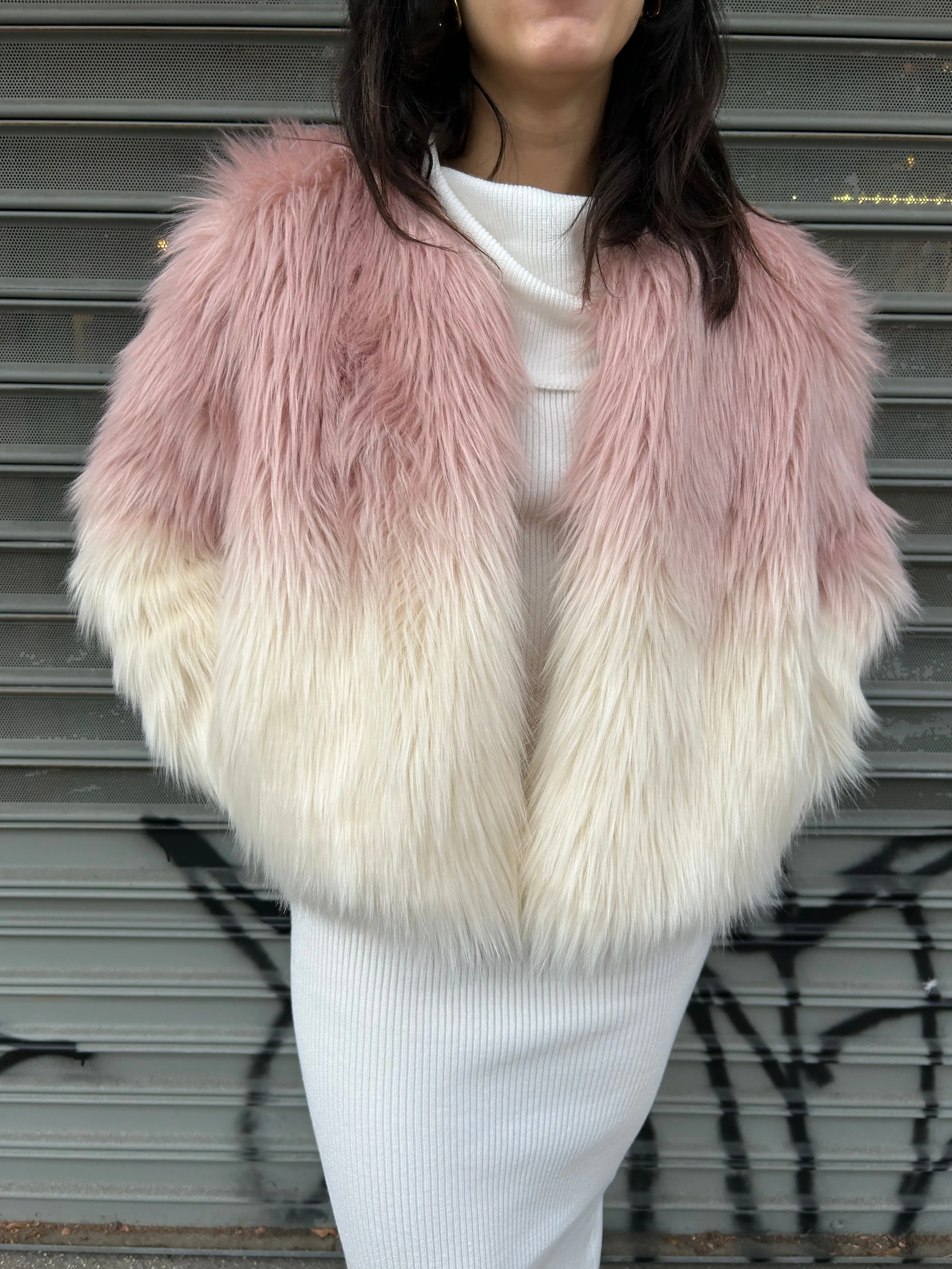 ombre faux fur jacket