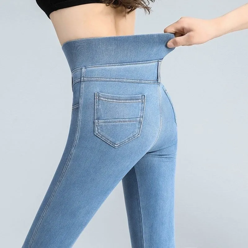 Oversized 38 Super High Waist Denim Pencil Pants For Women Casual Slim Streetwear Plus Size Jeans Elegant Skinny Stretch Jeans