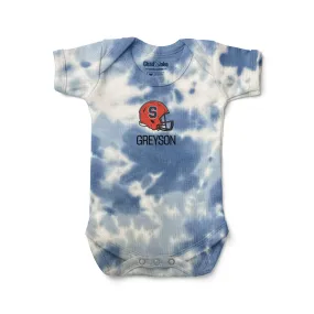 Personalized Syracuse Orange Helmet Tie Dye Bodysuit