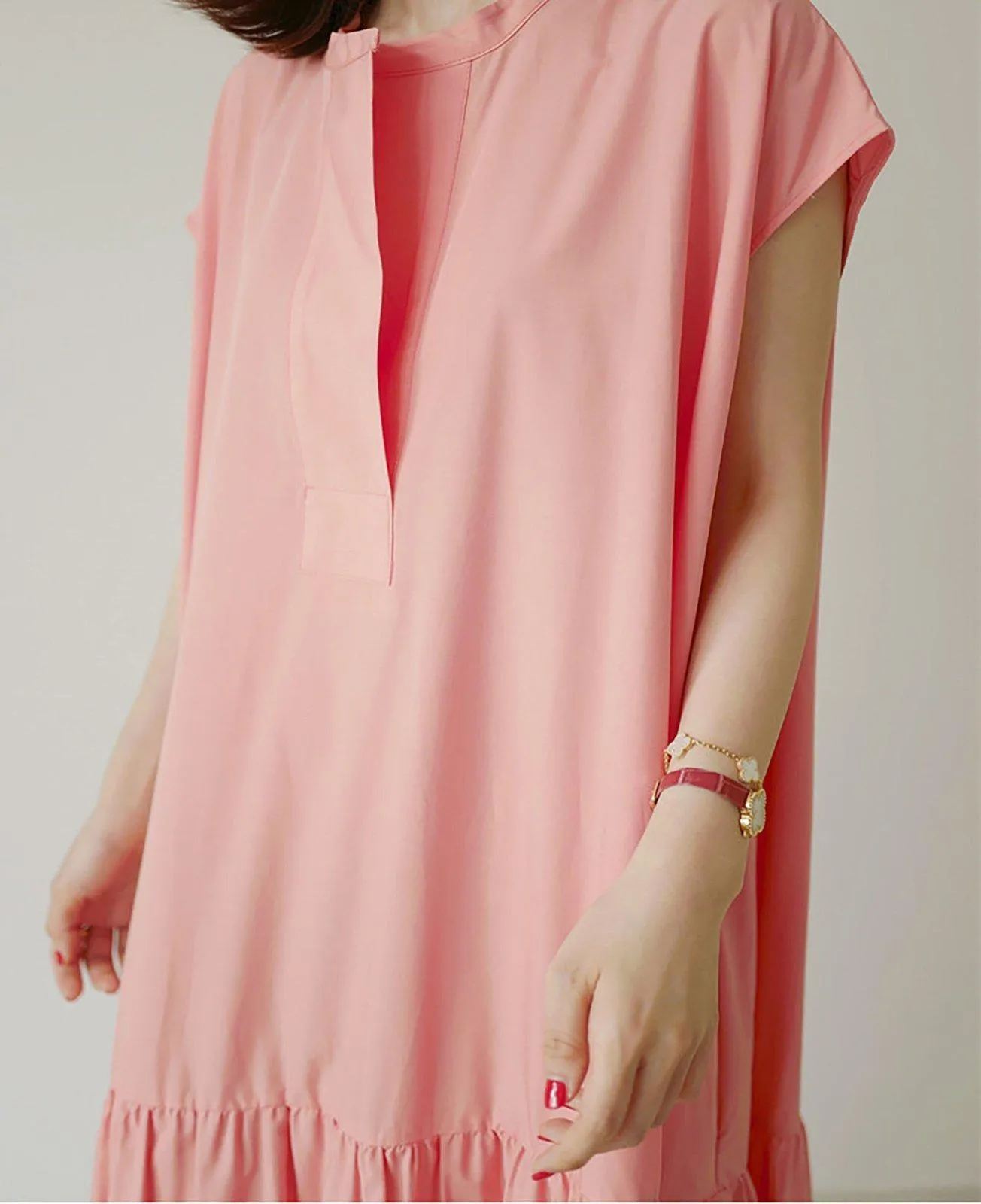 Pink Cap Sleeve Relaxed Ruffle Tiered Dress