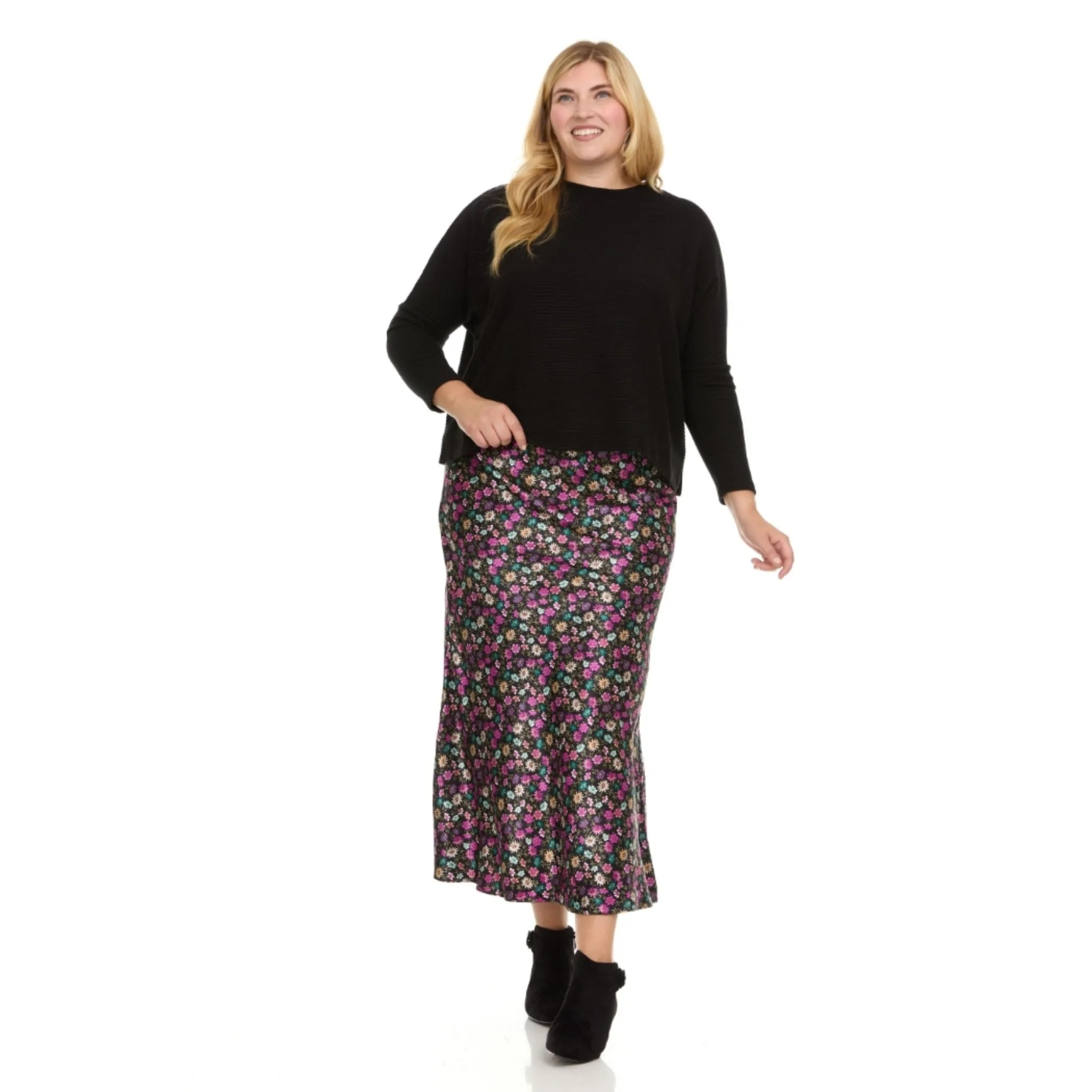 Plus Cosmo Skirt Fuchsia Floral