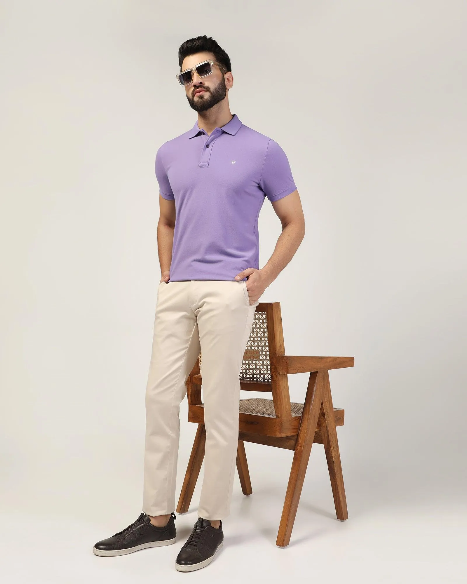 Polo Light Purple Solid T-Shirt - Bright