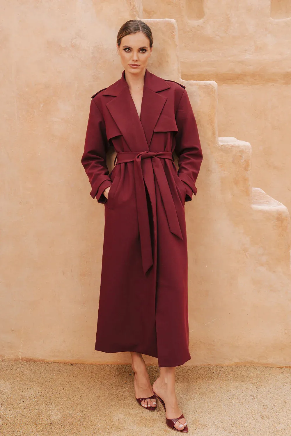 *PREORDER* LEILA TRENCH COAT - BORDEAUX