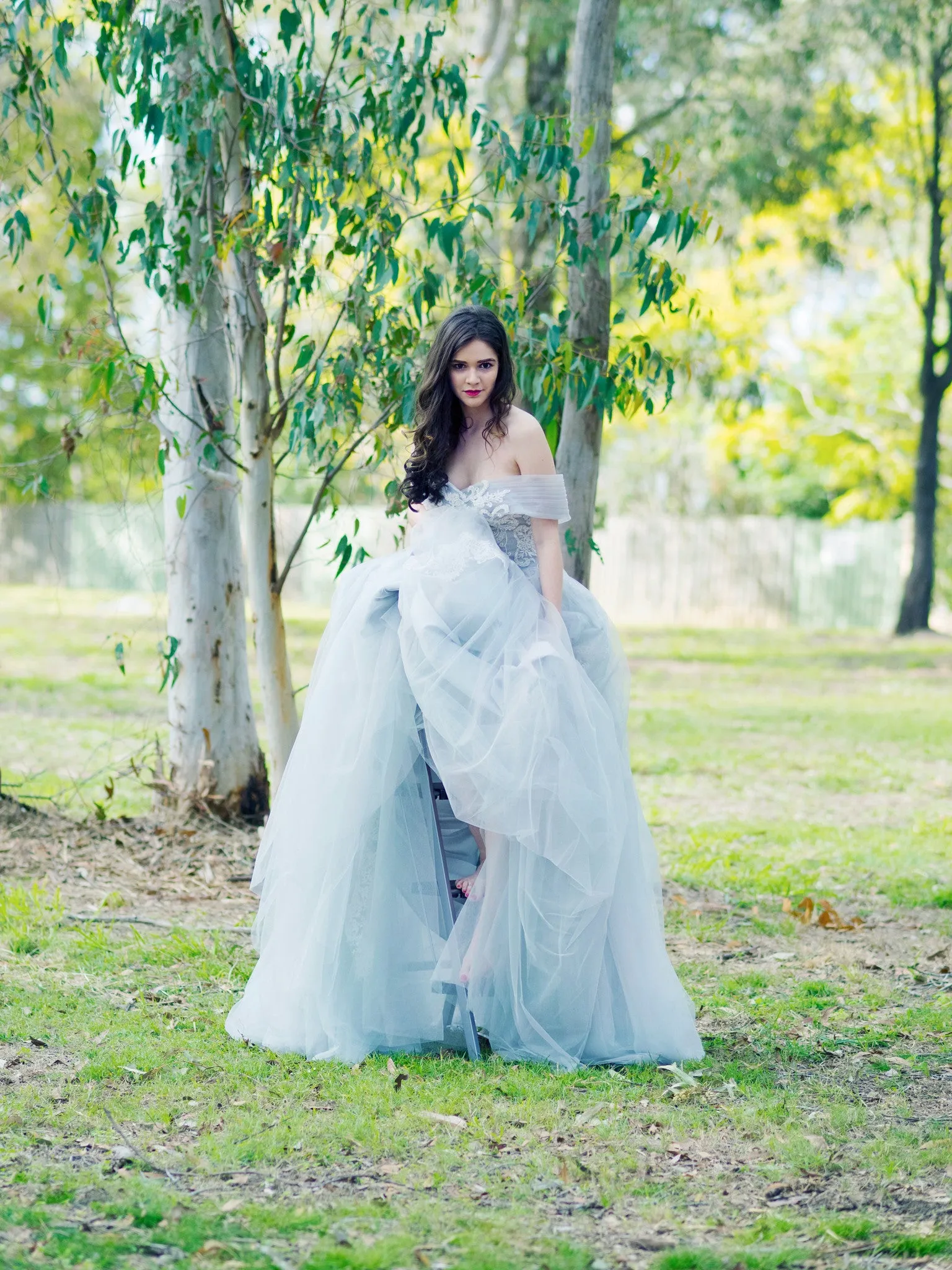 Princess walk grey wedding dress