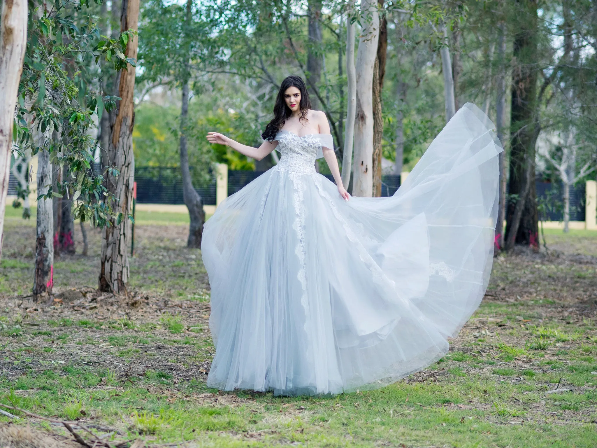 Princess walk grey wedding dress