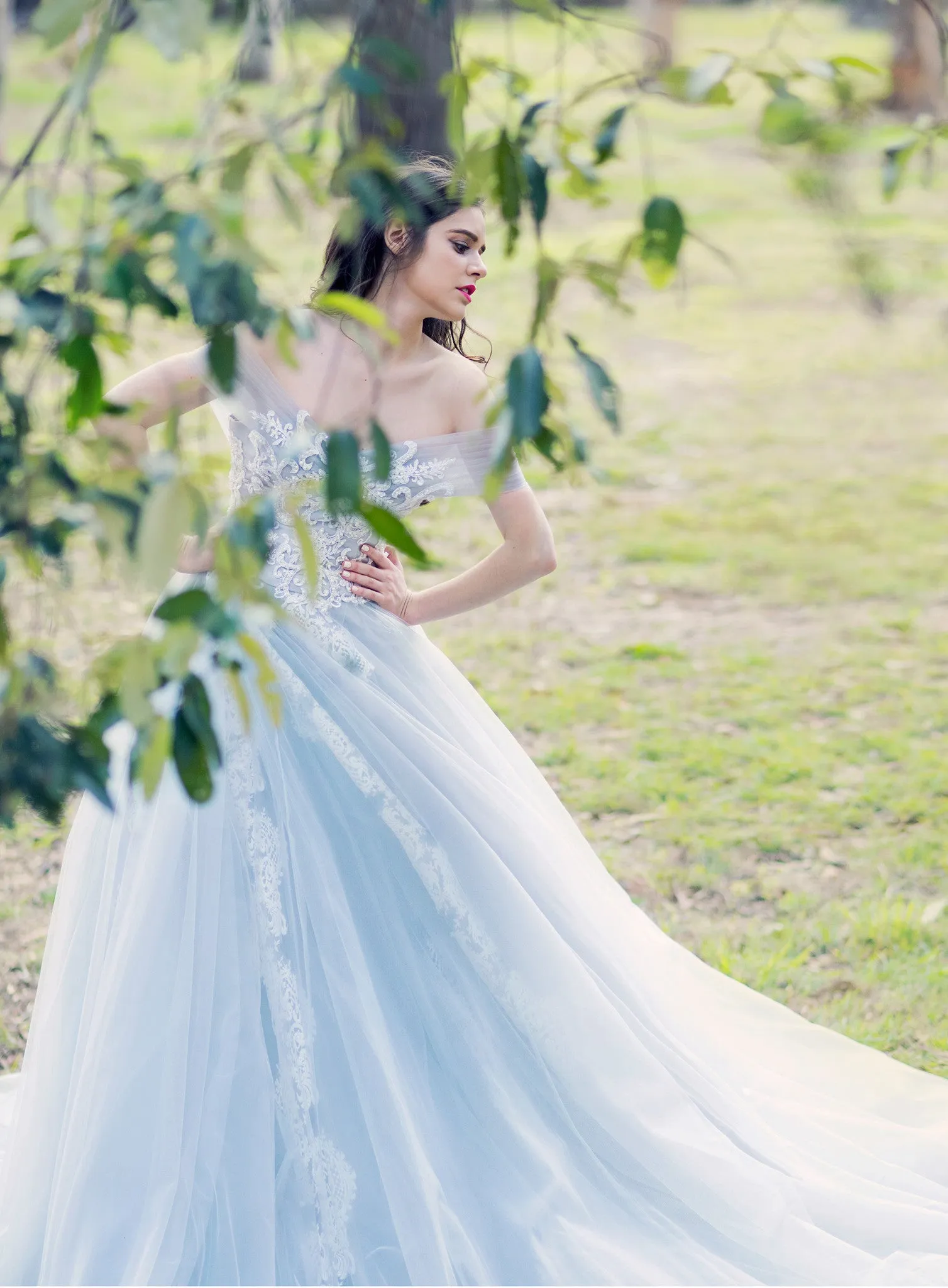 Princess walk grey wedding dress