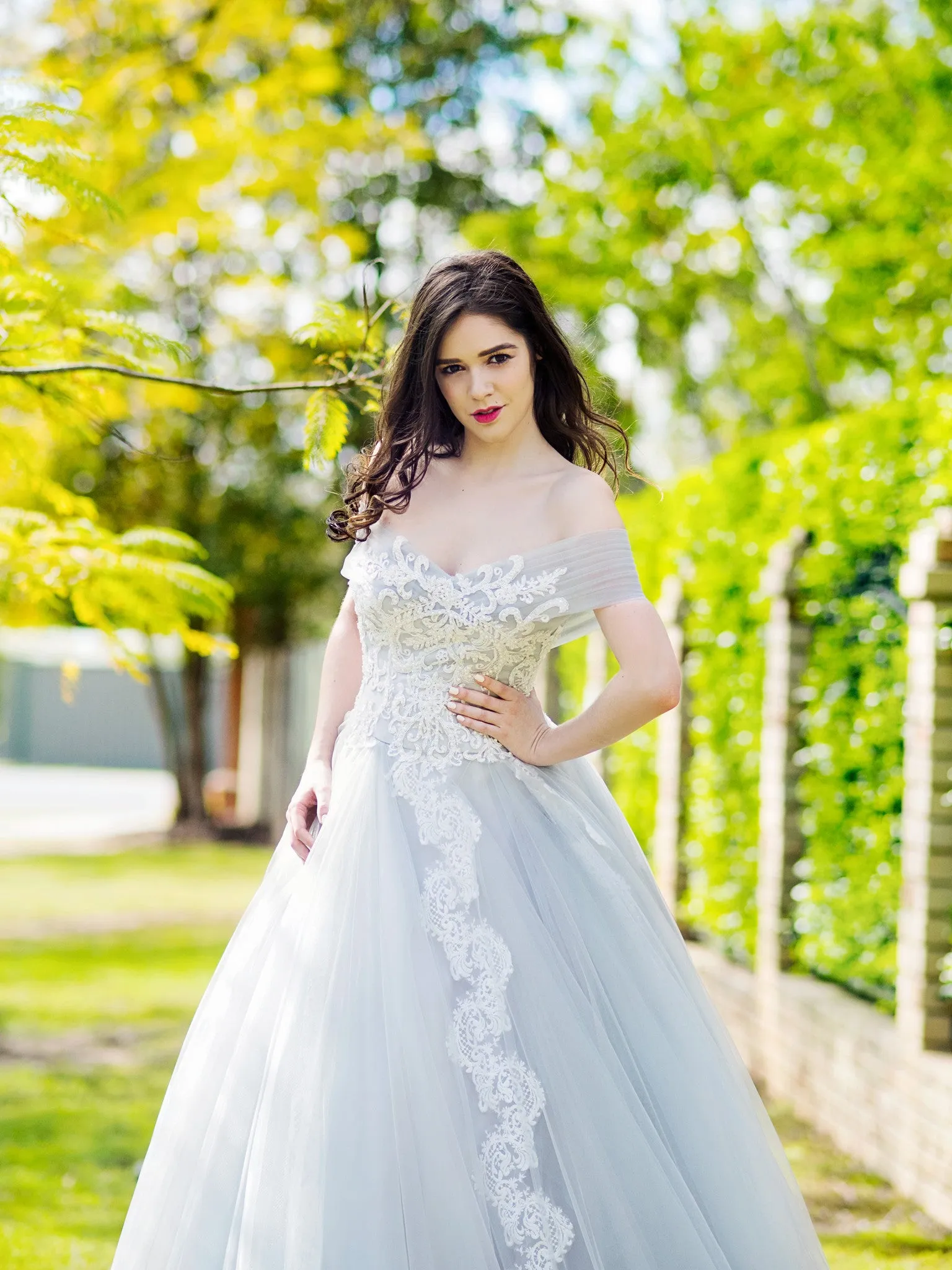 Princess walk grey wedding dress