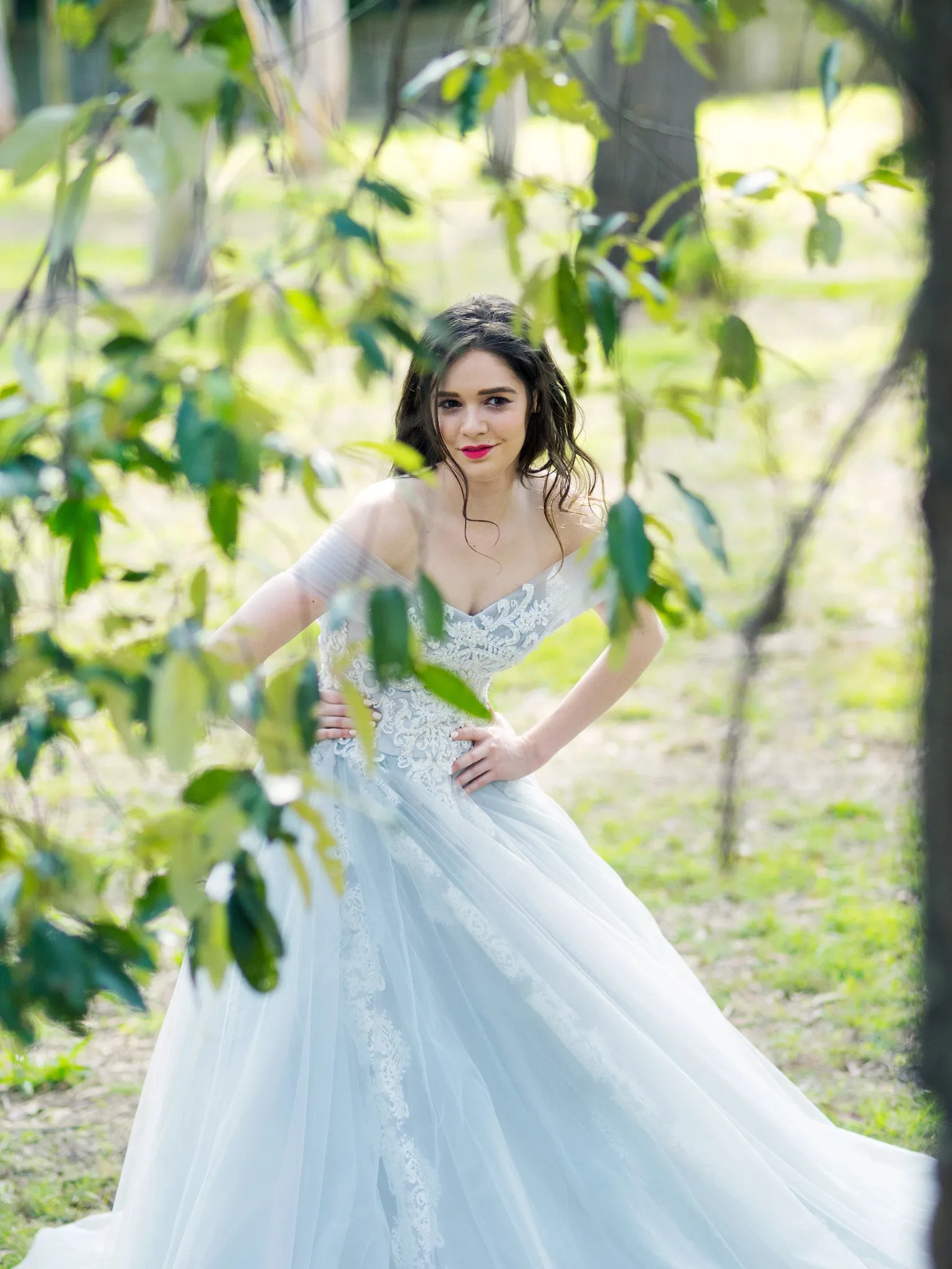 Princess walk grey wedding dress